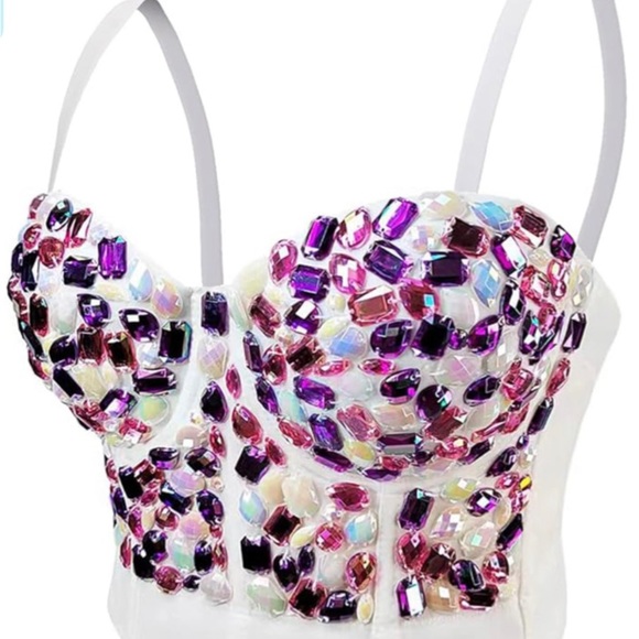 NWOT New Beautiful Gem Bustier, white color, size - Picture 2 of 9